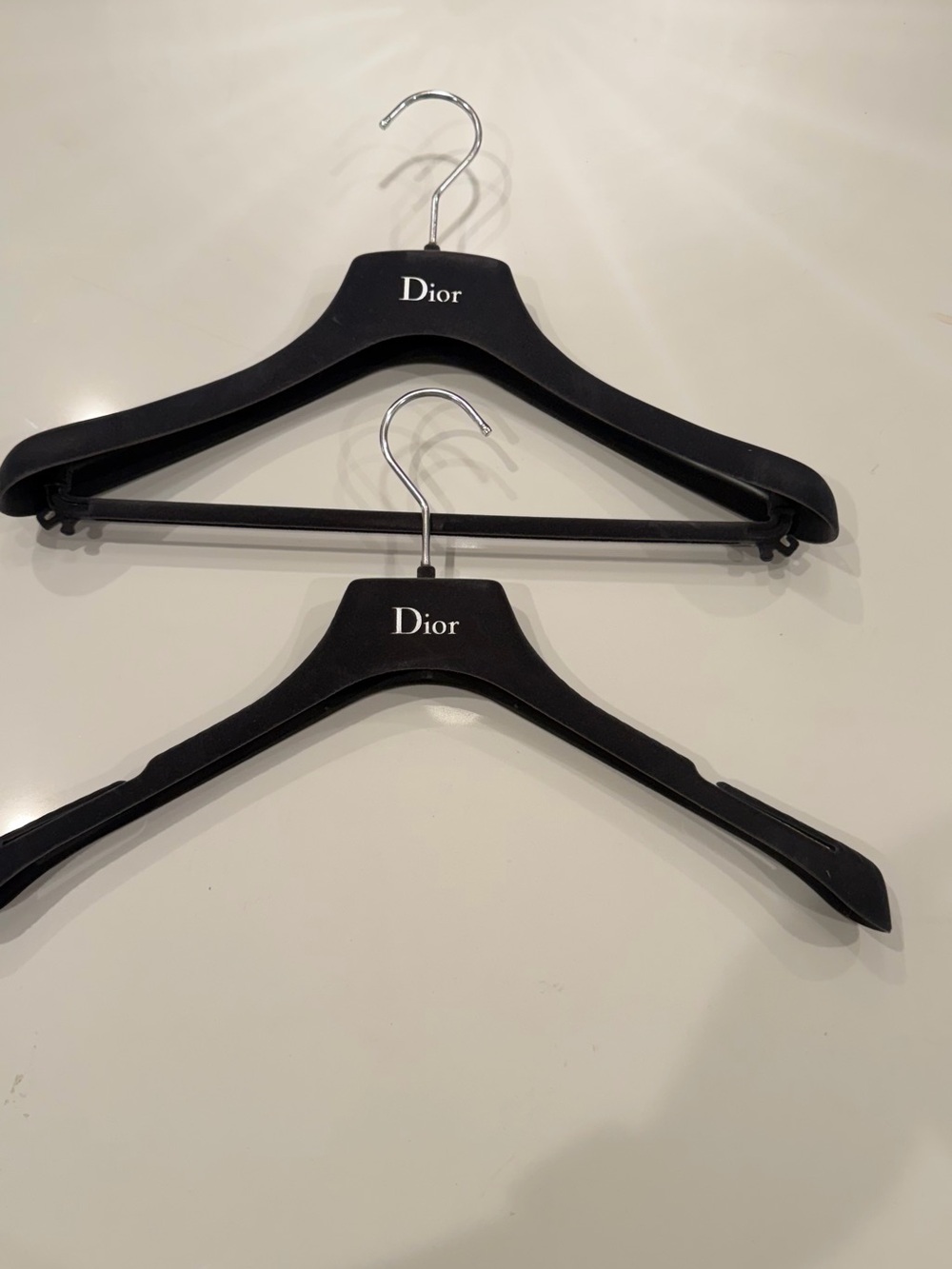 Dior Black Velvet Hangers with Silver Hooks - Pair